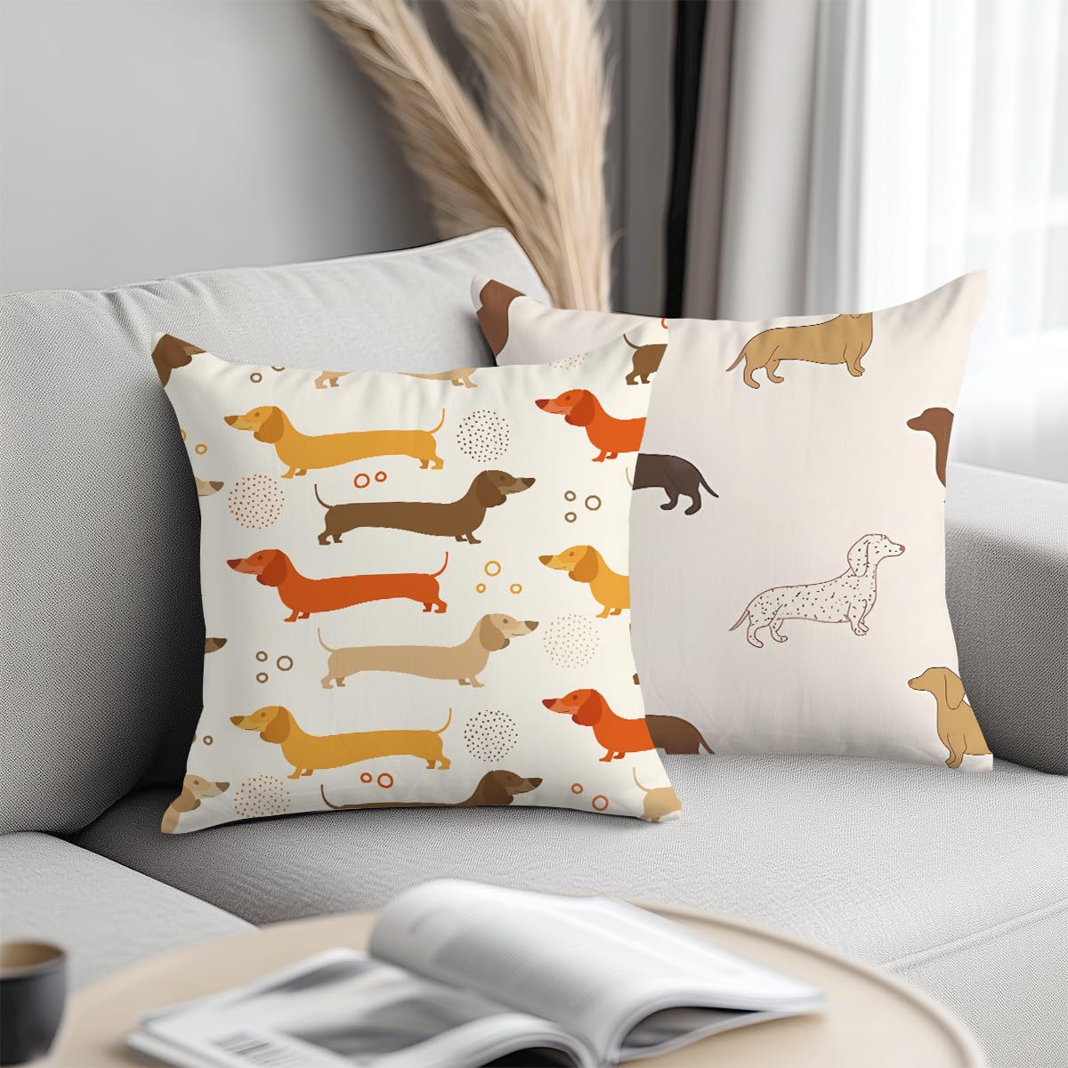 Dachshund Pillowcase 18x18 Set of 2 Wieners Dog Dachshund Decorative Modern Deco
