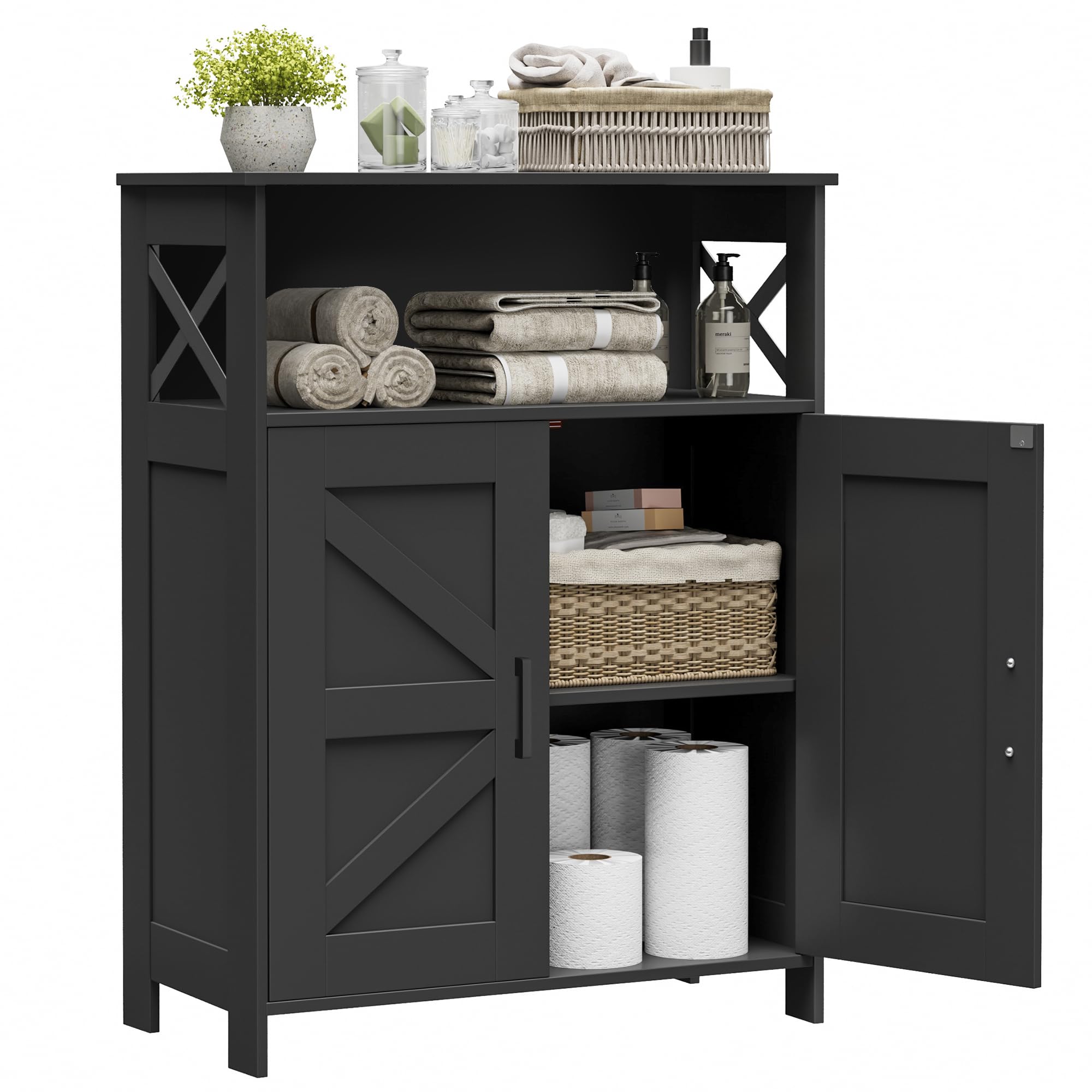 Homhedy Farmhouse Bathroom Storage Cabinet with Doors, Small Floor Cabinet | Toi