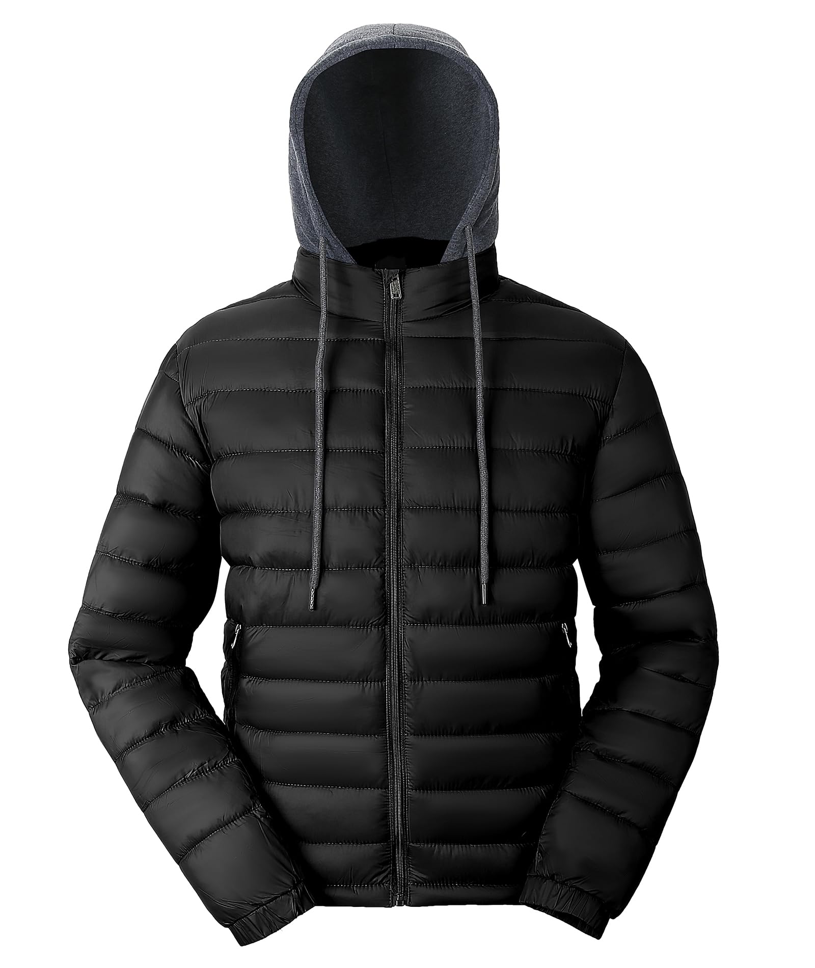 ZITY Mens Lightweight Puffer Jacket Spring Autumn Hooded Jackets Winter Windproo