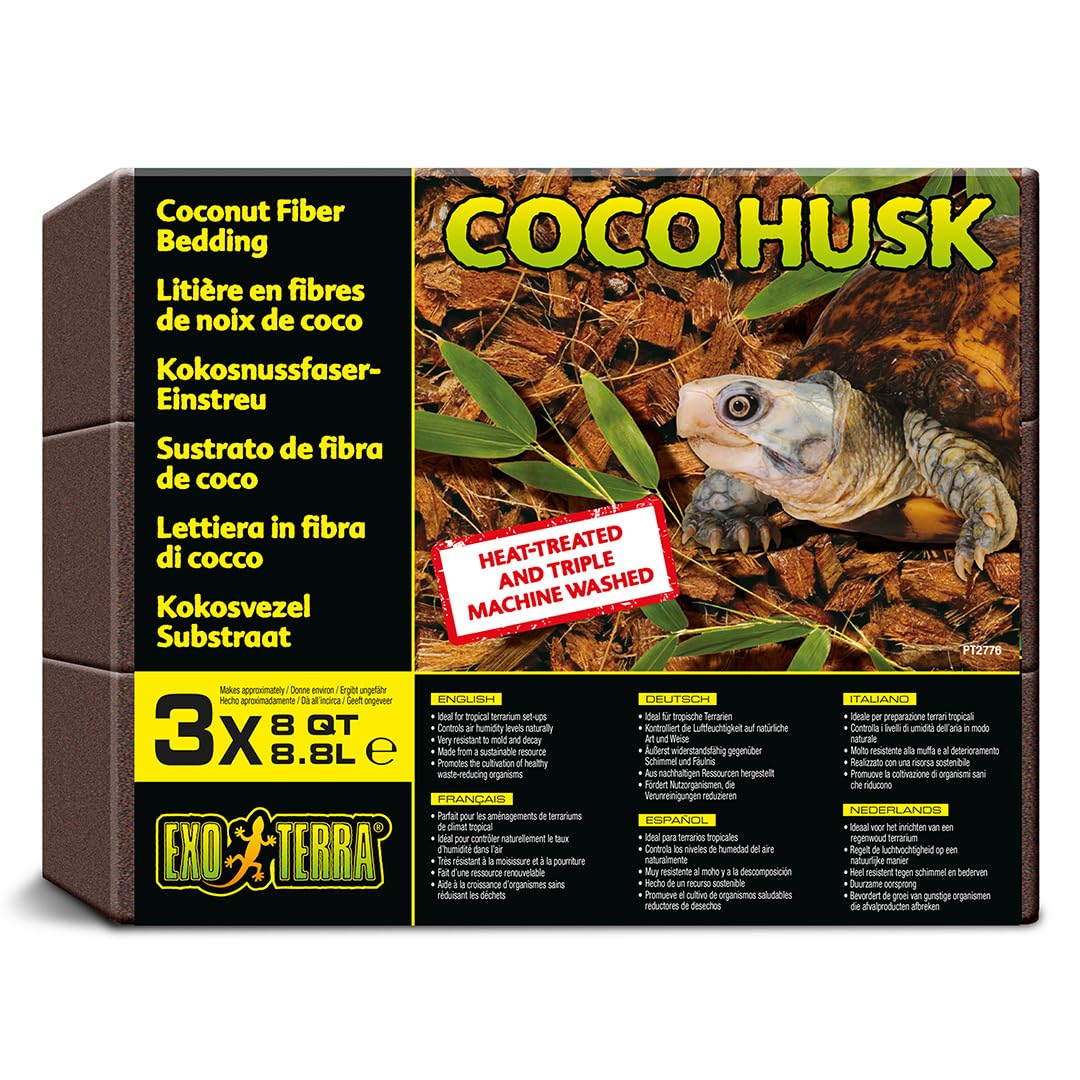 Exo Terra Coco Husk Reptile Substrate - 3 Bricks x 8 qt (Pack of 1)