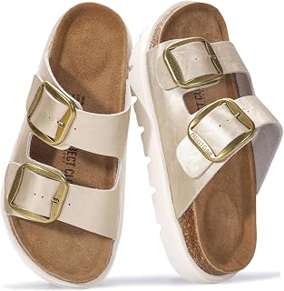 Project Cloud GREECECHUNKY Women's Genuine Leather Wedge Sandals with Memory Foam Insole and Cork Footbed (GREECECHUNKY)
