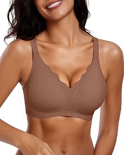 Vertvie Seamless Bra Women's Without Underwire V Neck Push Up Comfort Soft Seamless Padded Bralette Ultra Comfortable T-Shirt Bra
