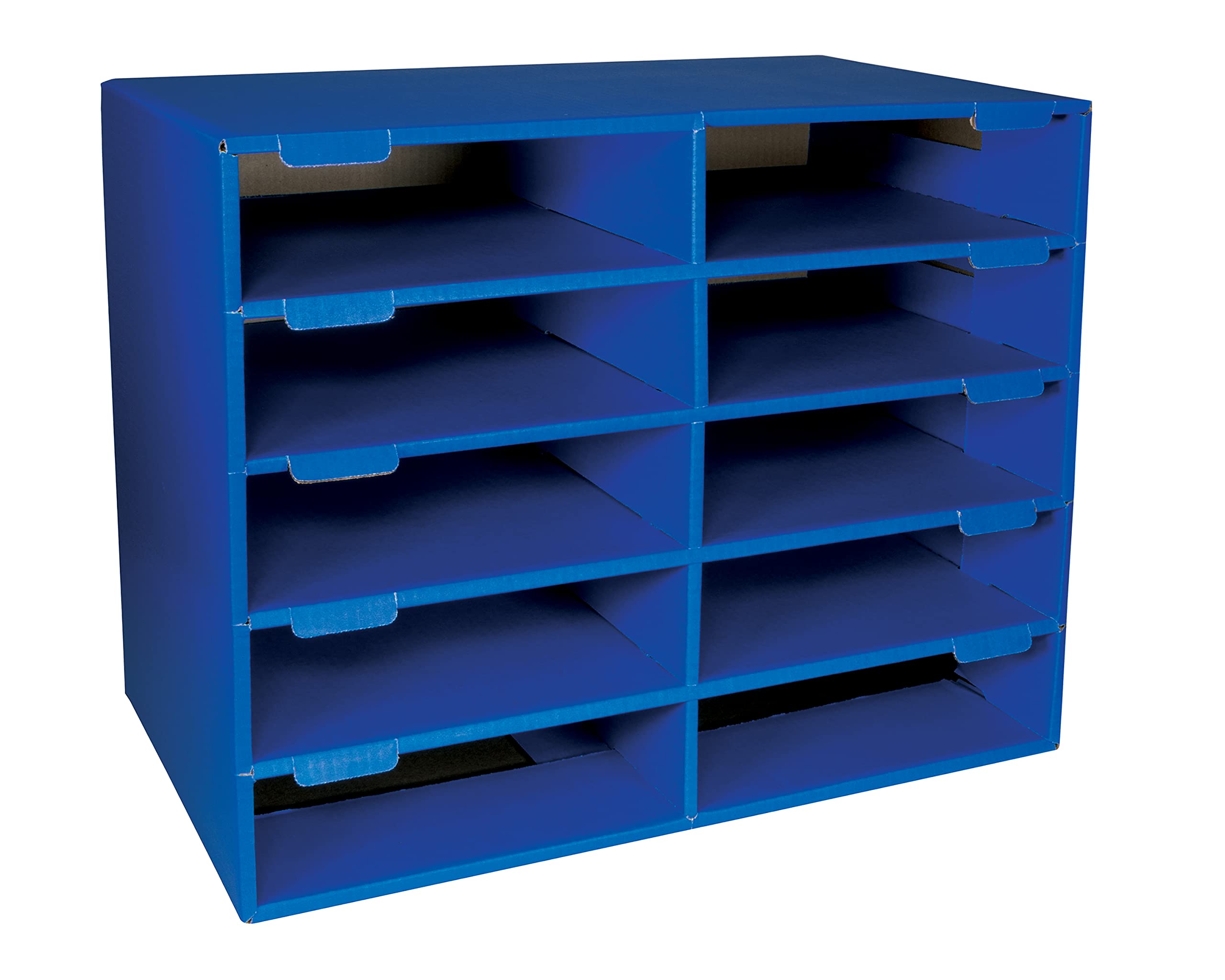 Classroom Keepers Sturdy Cardboard Mailbox, 10-Slot, Blue, 16-5/8"H x 21" W x 12