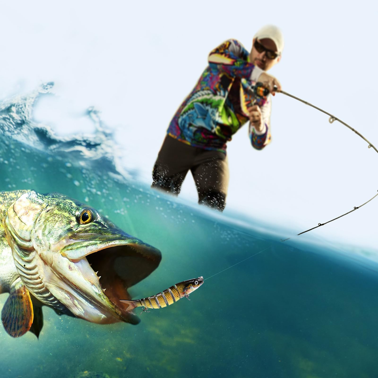 Lifelike Multi Joint Fishing Lure Slow Sinking Swimbait Real Artificial Bait for