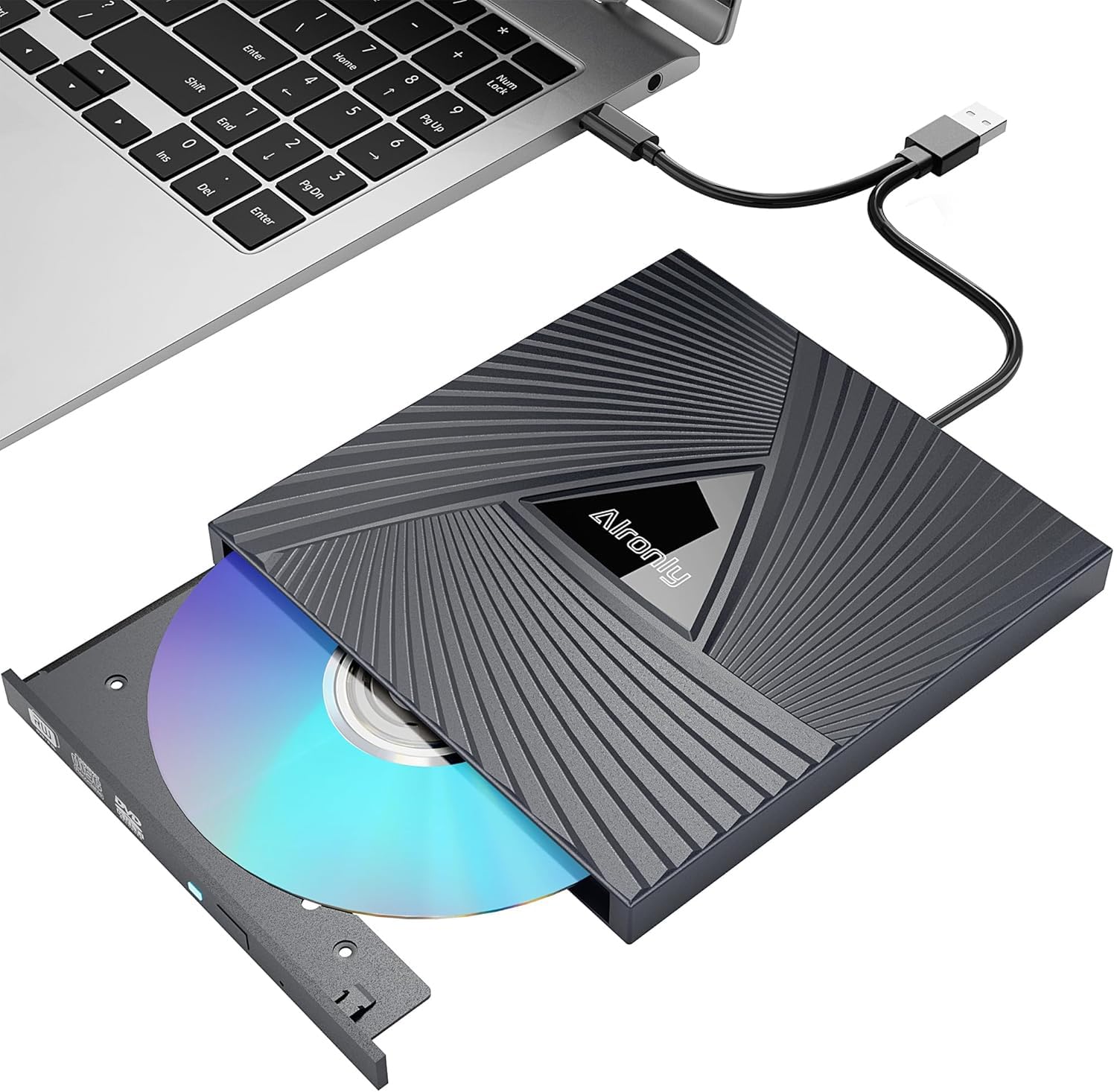 External CD/DVD Drive USB 3.0 Type-C Burner Writer Reader for Laptop/PC/Mac | Po