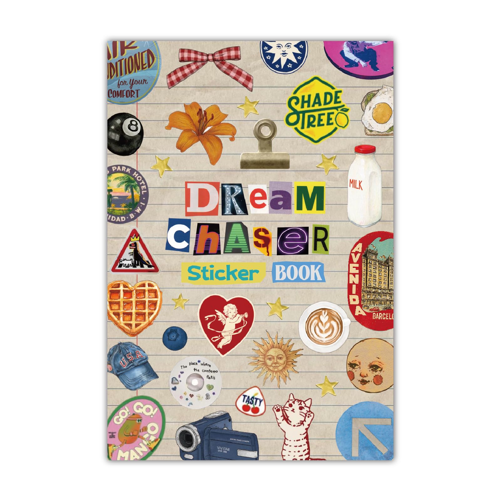 PRSTINCOL Vintage Sticker Book with 30 Pages of Ephemera Stickers, Aesthetic Jun
