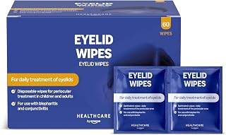 Healthcare by Amazon Eyelid Cleansing Wipes for Periocular Treatment in Adults and Children, Unscented, Pack of 60 (Previously Amazon Basic Care) – Packaging May Vary