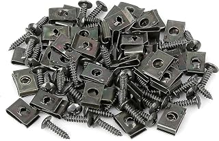 Motorcycle Self Tapping Screw Seat Fastener Clips - Metal Component Lift Plate Buckle (20 Zinc Clips and 20 Zinc Screws, Black)