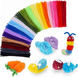 204 PCS Pipe Cleaners, Fuzzy Pipe Cleaner Bulk, Pipe Cleaners Craft Supplies 21 Colors Chenille Stems for Any Handwork and DIY Projects Creative DIY Halloween Christmas Decorations