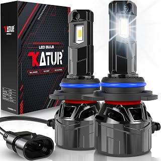 9012 LED Headlight Bulb 40000LM, KATUR 700% Brightness 9012 LED Bulb 6000K White Plug and Play 1:1 Mini Size 9012 HIR2 Headlight Bulbs, Pack of 2