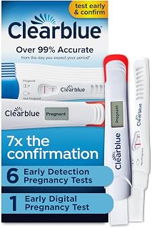 Clearblue Early Pregnancy Test Kit, At-Home Pregnancy Test Kit for Women, hCG Hormone Pregnancy Tests with Easy-to-Read Results, 7 Tests