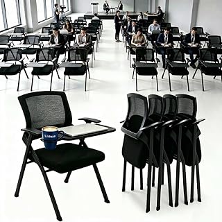 10Pack Folding Training Chairs with Desk Attached, Nesting Conference Chair