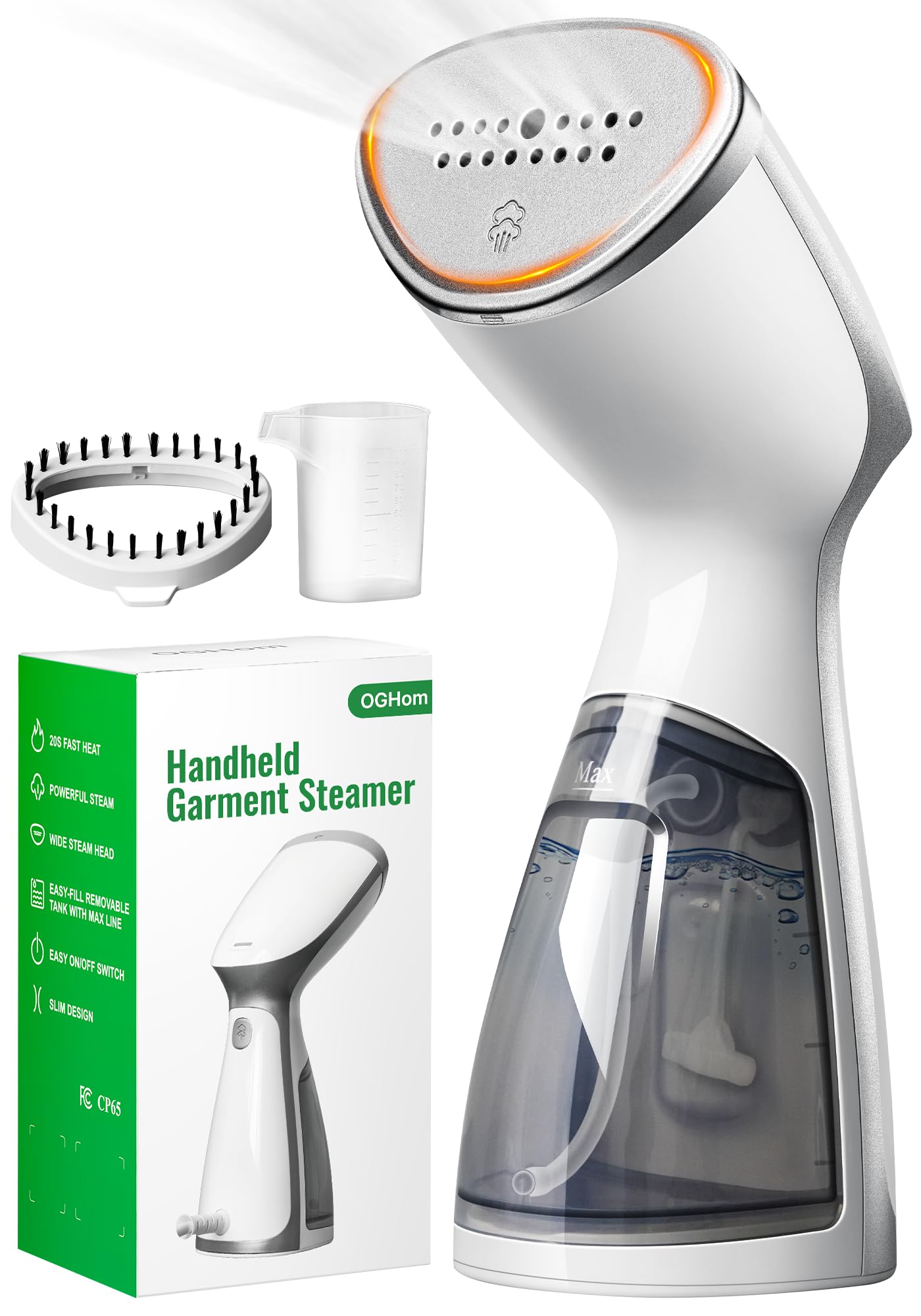 OGHom Portable Travel Handheld Steamer for Clothes, Garment Wrinkle Remover | Wh