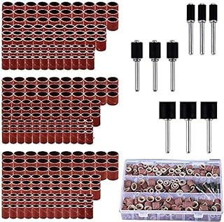 338pcs Sanding Drum Kit, Rubber Mandrels Fits Dremel 1/2", 3/8" & 1/4" | Assorted Sanding Bands with Storage Box, Rotary Tool Accessories for Grinding, Polishing and Surface Sanding Tasks