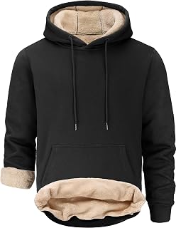 Men's Sherpa Lined Hoodie Pullover Casual Hooded Sweatshirts