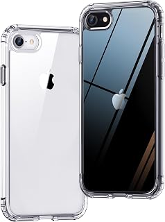 Ones Slim Transparent Hard Cover for iPhone SE3 SE2 SE 8 7 [Shockproof Airbag][Raised Edge Screen Protector][Not Yellow][Non-Slip] Hybrid Protective Silicone Case for Apple 4.7 Inches