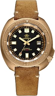 ADDIESDIVE Bronze Automatic Watch Dive Watches for Men 200 M Waterproof Sapphire Crystal Date Display Vintage Genuine Suede Leather Strap
