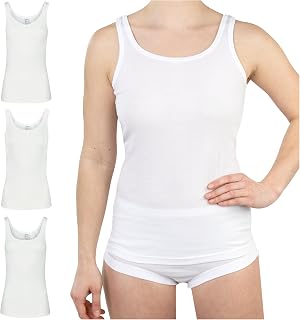 SES Women's Underwear T-Shirt, Pack of 3 with Lace Made of 100% Cotton