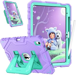 Fintie Kids Friendly Case for iPad (A16) 11th Gen 11 Inch (2025) iPad 10th Gen 10.9 Inch (2022) Full Body Rugged Heavy Duty Shockproof Protective Case with Kickstand Purple/Green