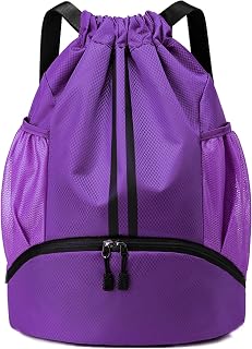 JELUTAR Drawstring Backpack Gym Bag with Shoes Compartment, Purple