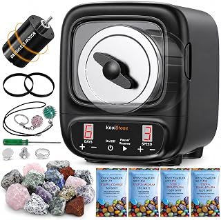 KoolStone C1 Pro Max Professional Rock Tumbler Kit - Large 3LB Capacity & Brushless Motor, Up to 6X More Noise Cancelling, Ultra Quiet Rotary Polisher with Full Accessories, Ideal for Adults Kids