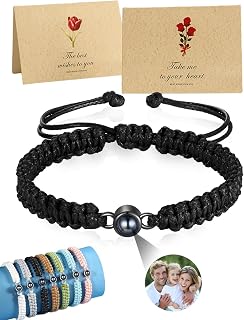 AAQ Custom Photo Bracelet for Women Men Personalised Projection Bracelet with Picture Inside, Memorial Photo Gifts for Couple Anniversary Valentine's Day