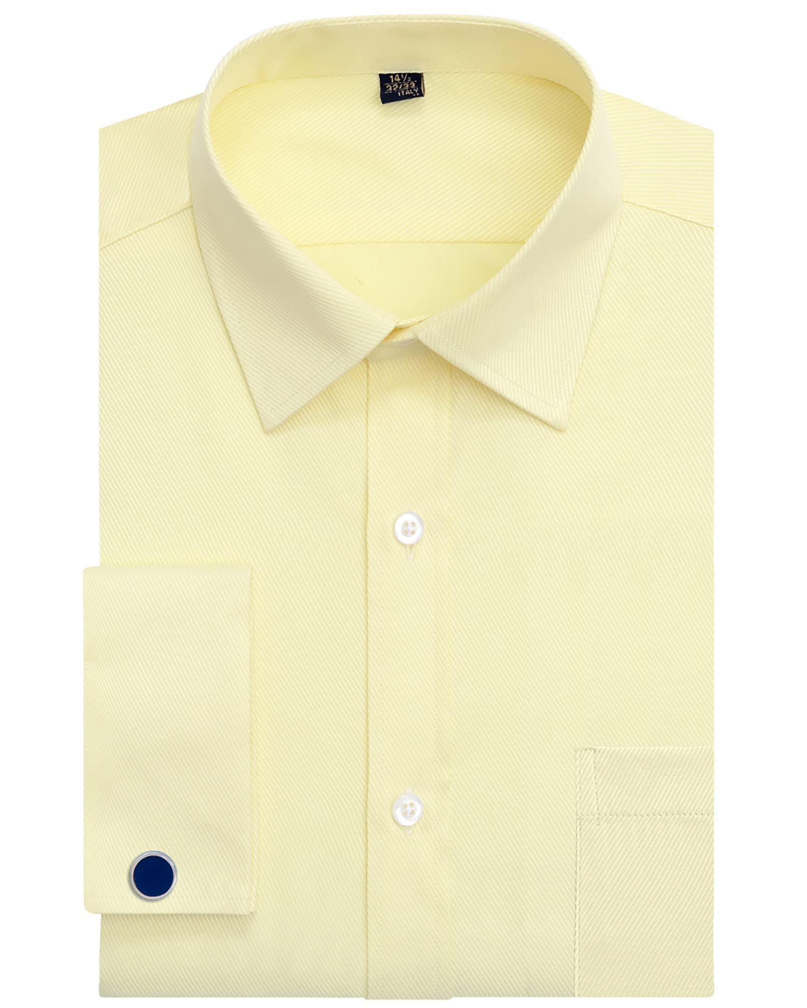 J.VER Men's French Cuff Dress Shirt Regular Fit Long Sleeve Spread Collar Metal 