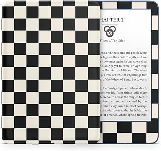 Tacky Design Chessboard Skin for Kindle Skin Decal 11th Generation, Minimalist Checkered Vinyl Wrap, Premium 3M Decal Sticker for Full Surface Coverage (Cream & Black, Kindle (11th Gen, 2022))