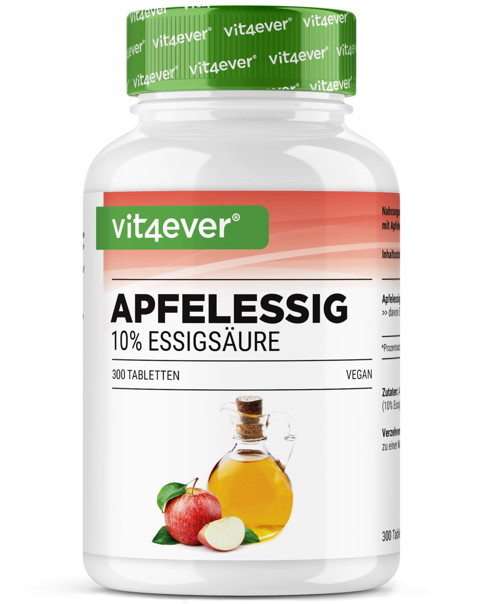 vit4ever Apple Cider Vinegar - 300 Tablets - 1500mg per Daily Dose