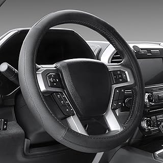 SEG Direct Black Microfiber Leather Auto Car Steering Wheel Cover 15 inch | Universal Medium Standard Size 14.5"-15" (37-39cm) for Car Truck SUV, Anti-Slip Comfortable Grip Auto Interior Accessories