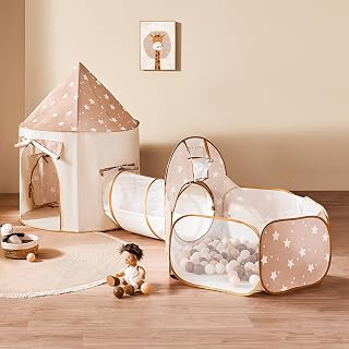 Tiny Land Kids Play Tent with Tunnel, Pop-Up Tent & Ball Pit for Toddlers | Foldable Indoor Play Set With Carry Bag, Breathable Mesh Design, Easy To Assemble, Great Gift For 3 Year Old Girls & Boys