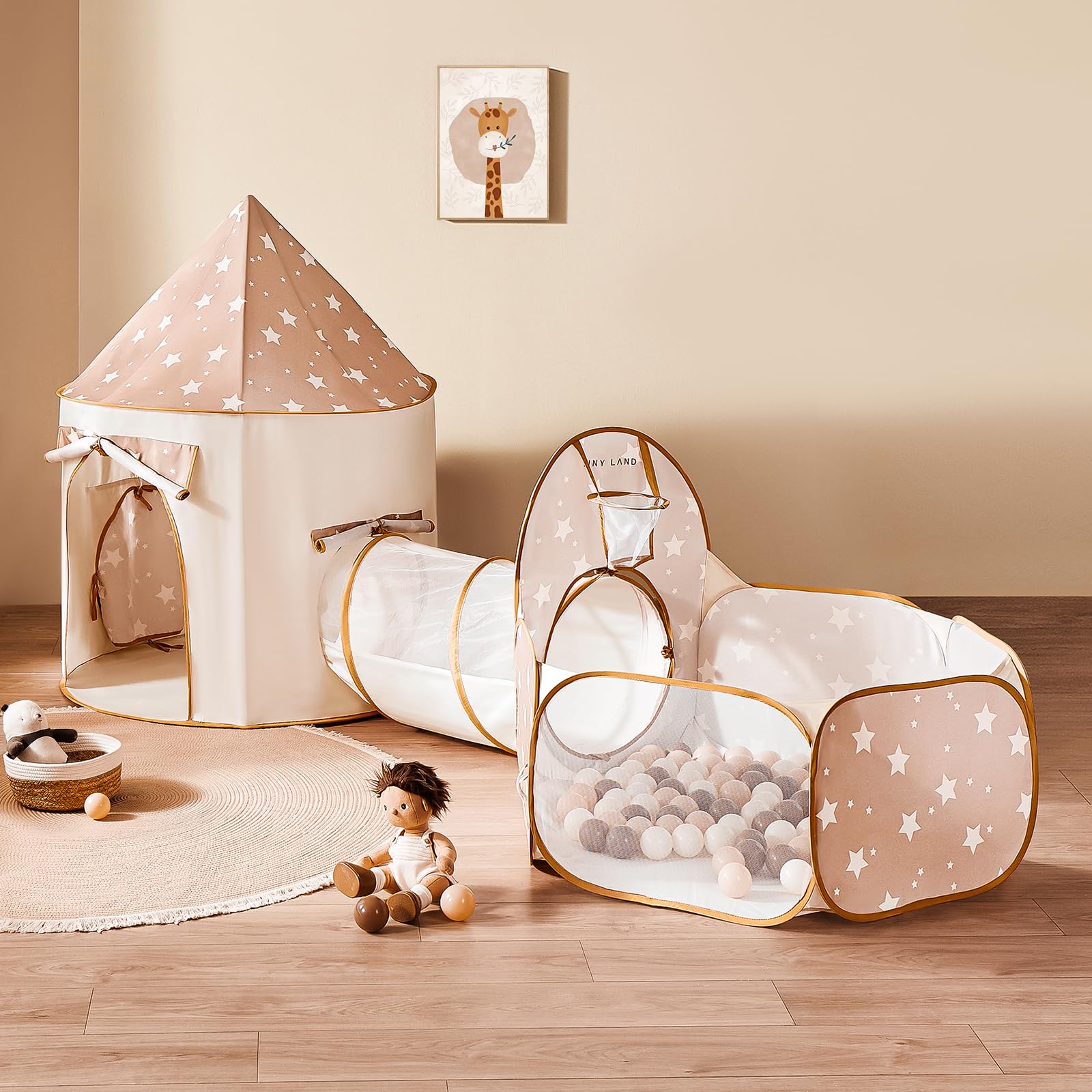 Tiny Land Kids Play Tent with Tunnel, Pop-Up Tent & Ball Pit for Toddlers | Fold
