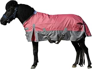 LEAFOREST 1200D Pony Mini Horse Rain Sheet Waterproof Breathable Blanket | Windproof Turnout Sheet for Miniature Horses, Foals, Yearlings, Donkeys. Ideal for Stable, Paddock Pink Grey 51IN