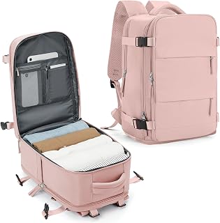 SZLX for Ryanair Cabin Bags 40x20x25 Underseat Carry-ons Bag,Easyjet Cabin Bag Travel Backpack Cabin Size Hand Luggage with Water Bottle Holder Laptop Backpack 14 inch Waterproof Women Pink