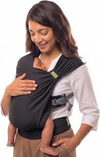 Boba Bliss Pre-Wrapped Baby Wrap Carrier, Newborn Sling, Black | Stretchy Hybrid Sling that slips on in seconds, no tying, Hip-Healthy certified with Head Support for newborns 0-18 months.