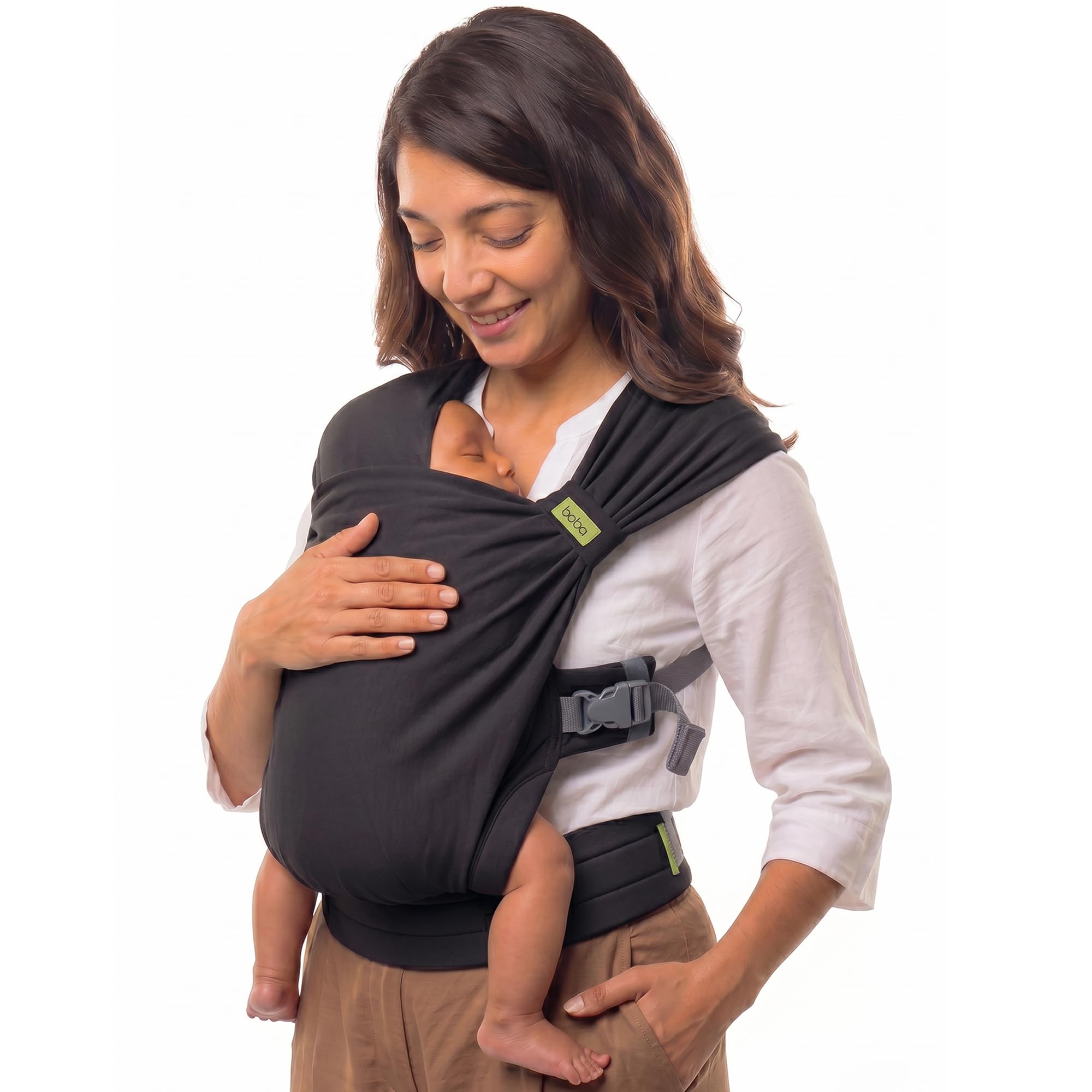 Boba Bliss Pre-Wrapped Baby Wrap Carrier, Newborn Sling, Black | Stretchy Hybrid