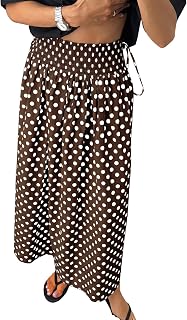 Tankaneo Women's Polka Dot Skirt Bohemian Style High Waist