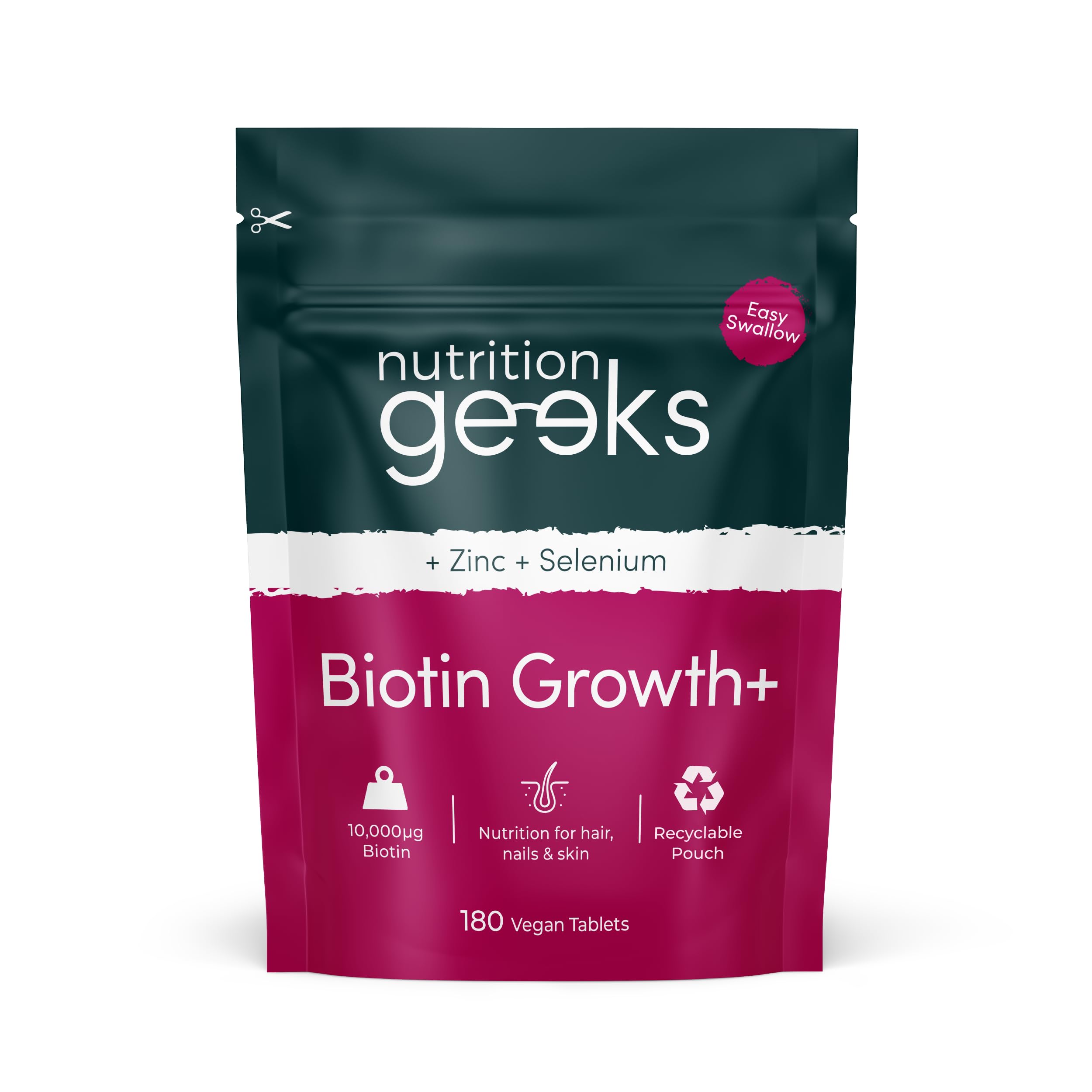 Biotin Hair Growth Supplement - 180 Vegan Tablets for Women & Men | Enhanced wit