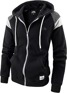 Men's Full Zip Fleece Hoodie zippered Color Block hooded slim Fit Long Sleeve Lightweight Sweatshirt