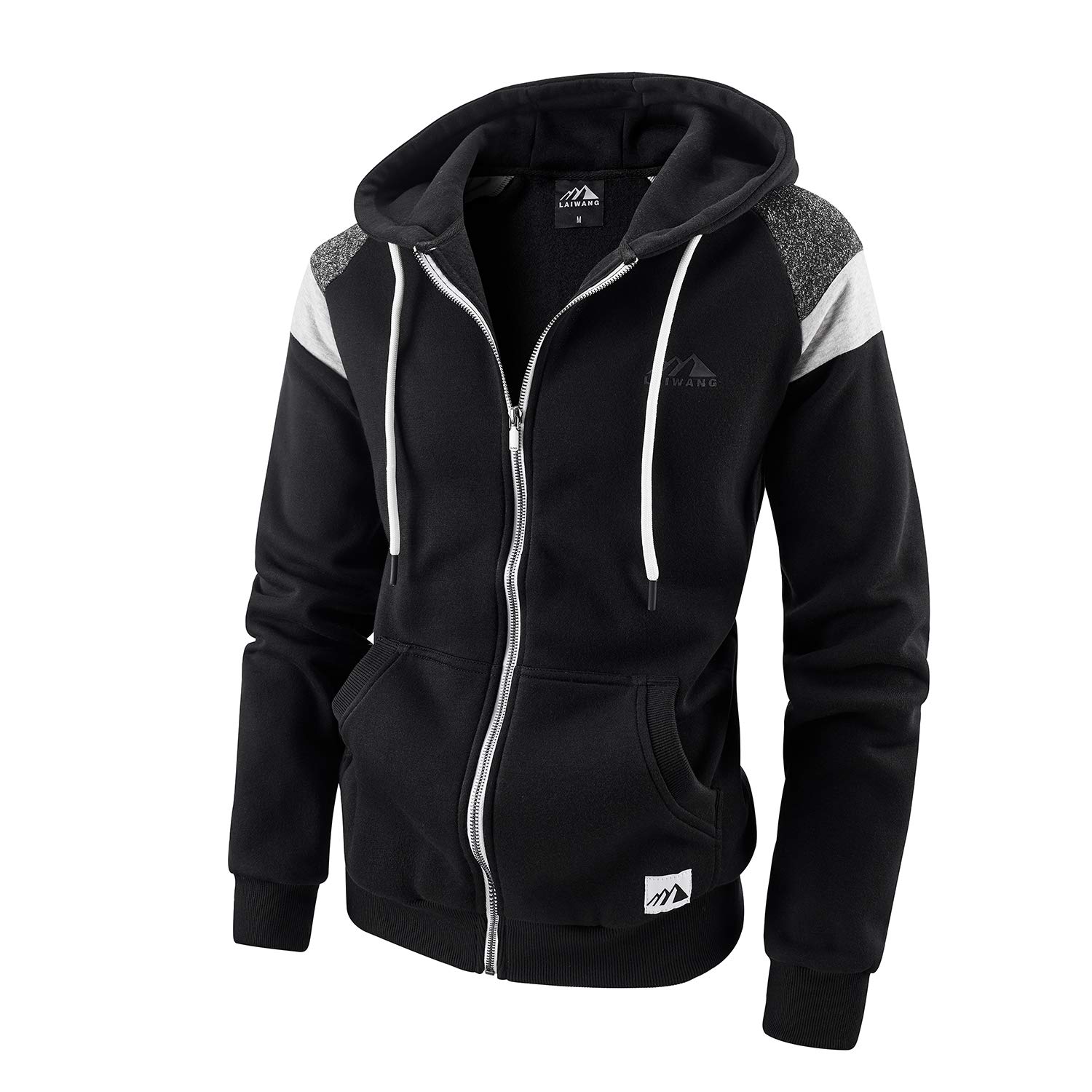 Men's Full Zip Fleece Hoodie zippered Color Block hooded slim Fit Long Sleeve Li