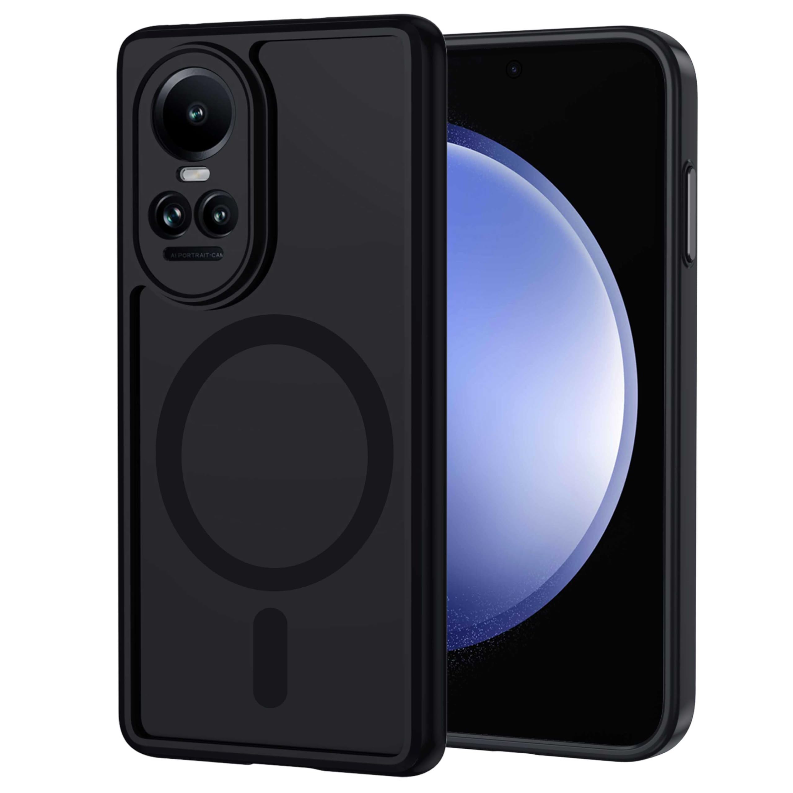 XTCASE Magnetic Cover for OPPO Reno 10/10 Pro 5G Translucent Matt, Black