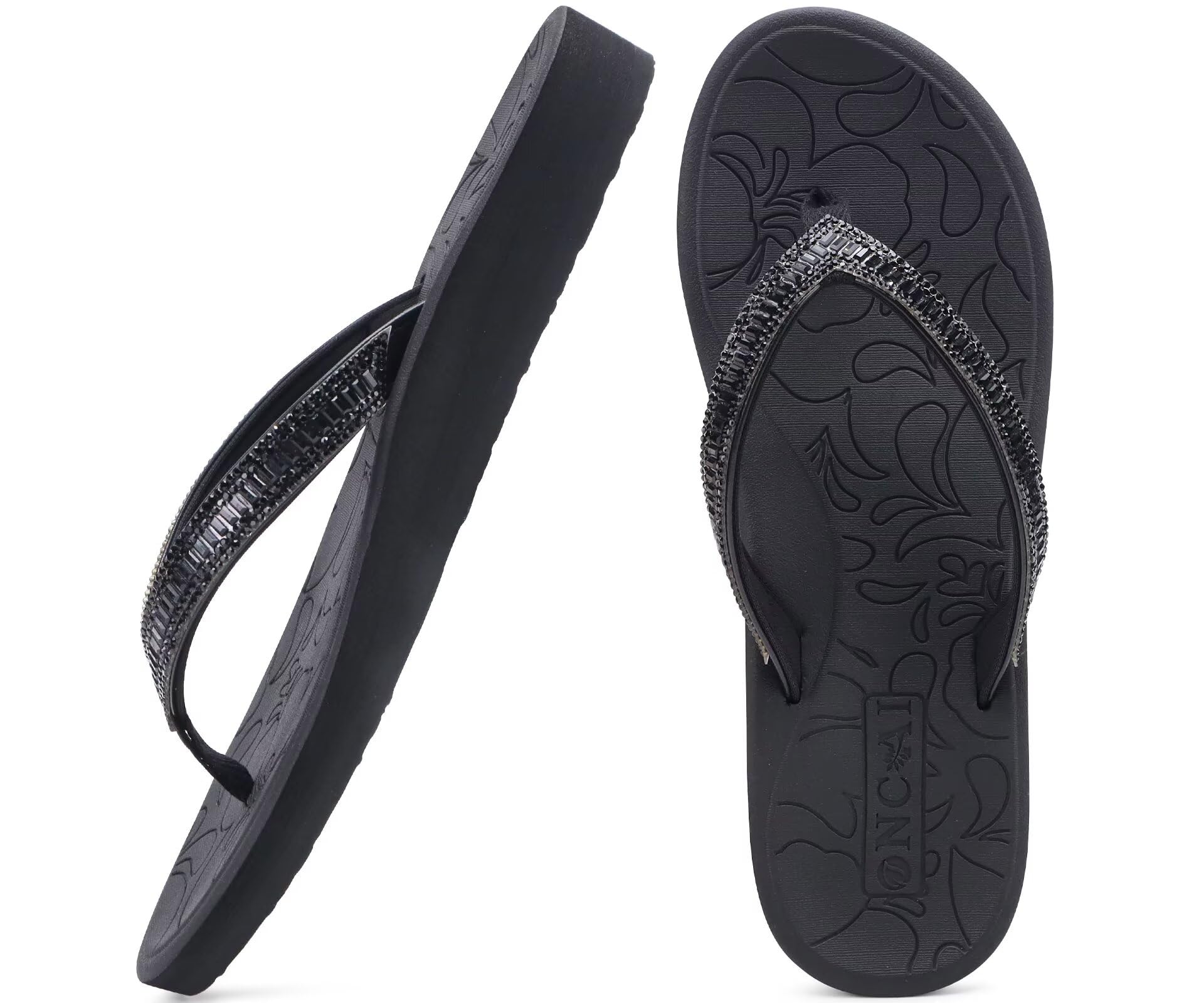 ONCAI Damen Zehentrenner Flip Flops mit Glitter Indoor/Outdoor Sommer Schwimmbad