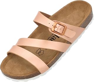 Palado Ikaria Women's Mules, Extra Comfortable Sandals, Fashionable Slippers with Natural Cork, Made in EU, with Sole Made of Finest Natural Leather