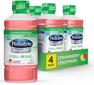 Pedialyte AdvancedCare Electrolyte Drink, Strawberry Lemonade, 1 Liter, 4pk | Hydration drinks for adults and kids to rapidly restore electrolytes, nutrients for immune support, and prebiotics