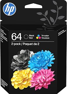 HP 64 Black & Tri-Color Ink Cartridges Printers (Combo Pack) | Works with Printer Series: Inspire 7950e; Envy Photo 6200, 7100, 7800; Tango | Eligible for Instant Ink | X4D92AN