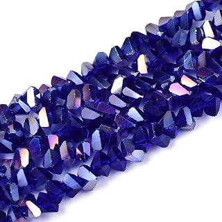 120Pcs Triangle Glass Beads AB Color Plated Transparent Faceted 3x4x4mm DIY Jewlery Making Accessory Necklace Bracelet Earring Keychains Crafts Decorations Ornaments Sun Catchers Christmas Halloween