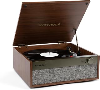 Victrola Century Core - 3-in-1 Bluetooth Record Player - Walnut | 3-Speed turntable, 2-way Bluetooth (in and out), built-in stereo speakers, headphone and RCA outputs