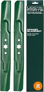 UDC Parts 942-04308 High Lift Mulching Mower Blades, 6 Point Star, 2 Pack | Replacement for Cub Cadet 42 inch XT1 LT42 Craftsman T110 Troy Bilt Pony Bronco 42" LTX1040 942-04308A 942-04308-X 942-04312