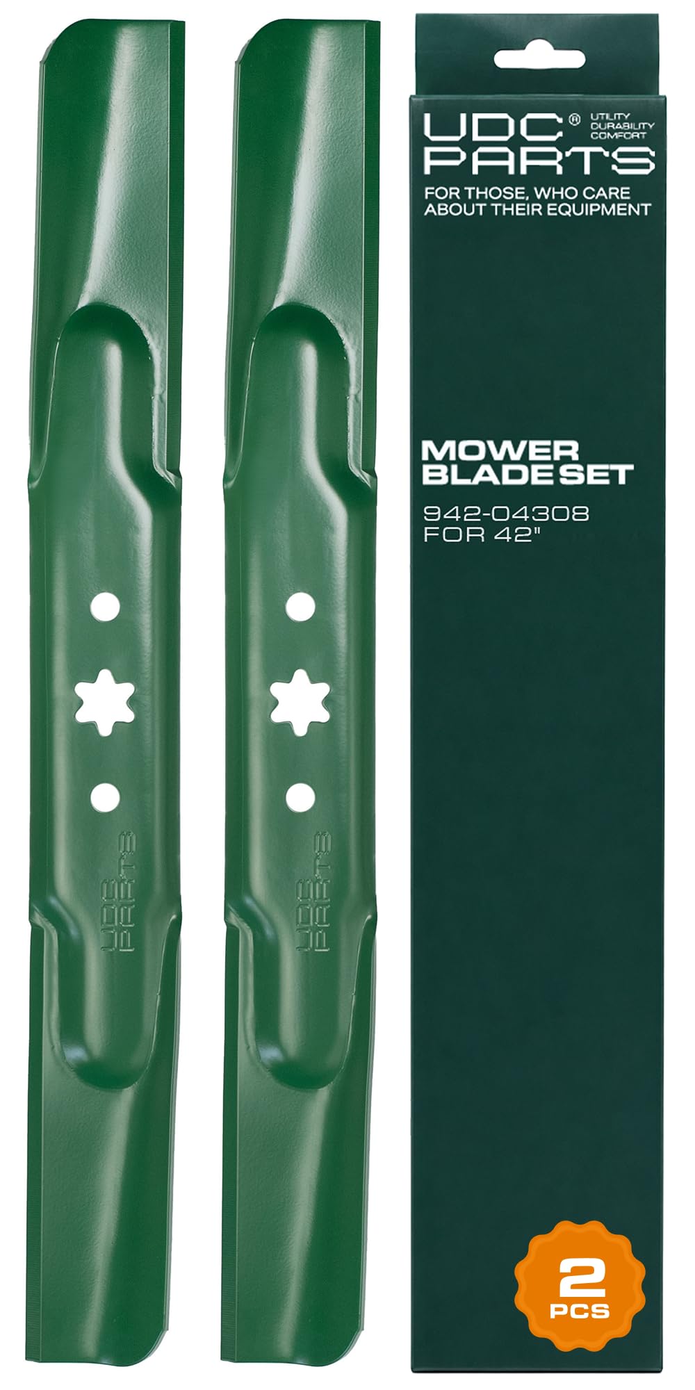 UDC Parts 942-04308 High Lift Mulching Mower Blades, 6 Point Star, 2 Pack | Repl