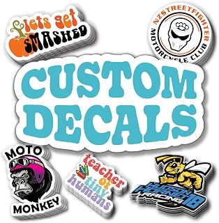 Custom Stickers and Custom Decals. Upload Your Photo, Text, Logo, or Image. UV &amp; Fade Resistant, Dishwasher Safe, Vinyl w/Air Release Adhesive for Bubble Free Installation. Choose Quantity, Senge